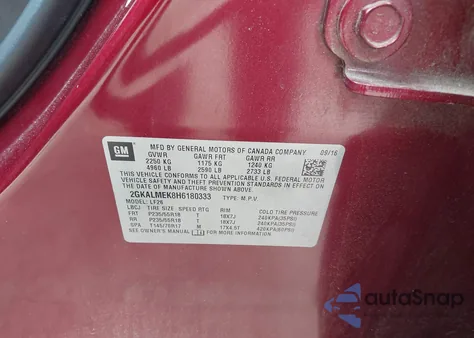 2017 GMC Terrain Sle-1 z USA, uszkodzony, nr VIN 2GKALMEK8H6180333